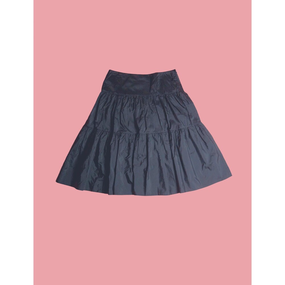 1990s-Y2K ADRIANA PAPÉLL Evening Essentials Black SILK Taffeta Tiered Skirt. M-L